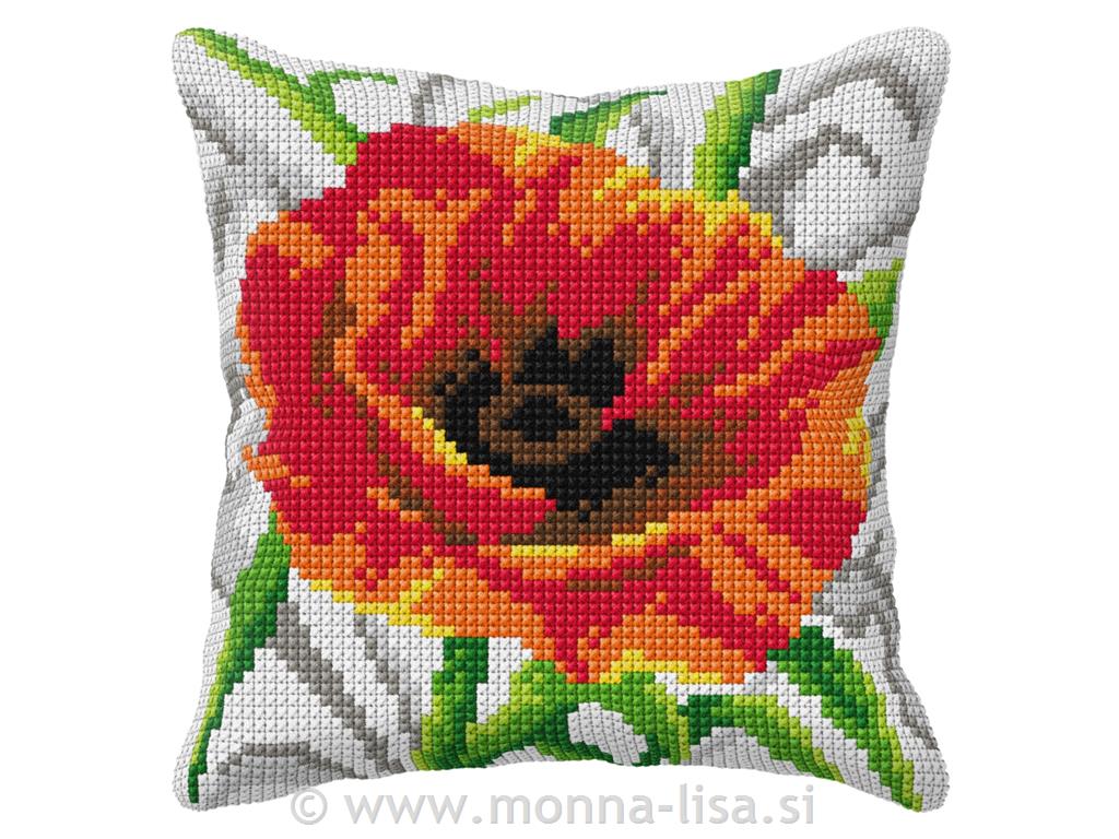 Blazina za vezenje 40x40cm - mak