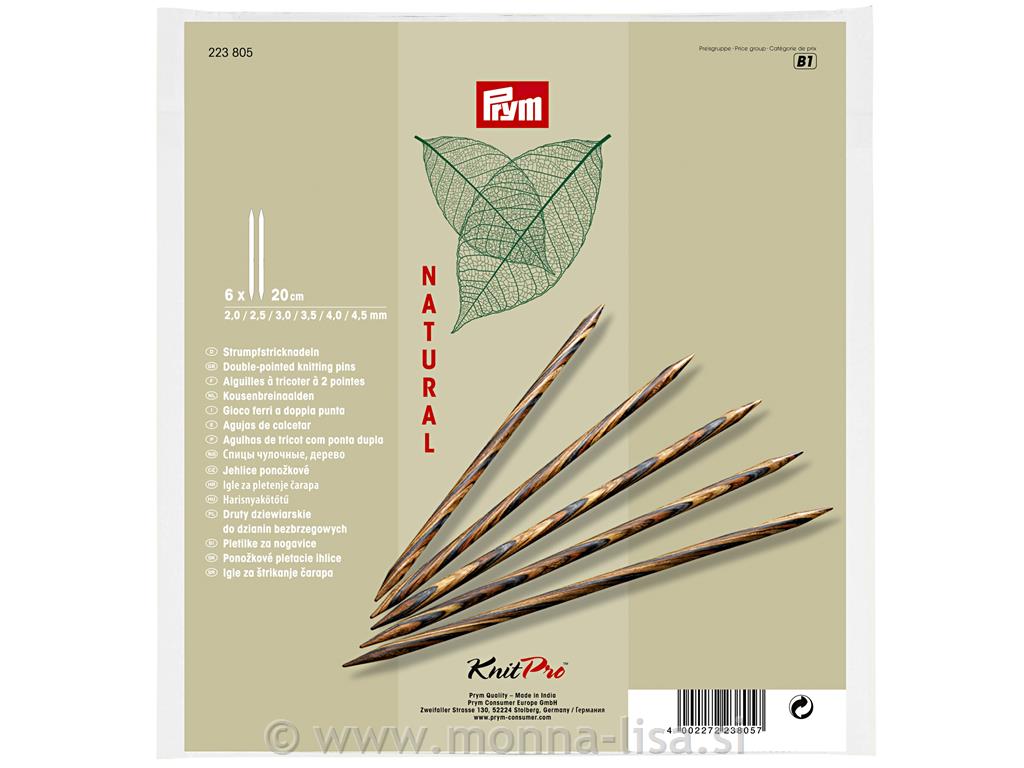 Set pletilk za nogavice Natural 20cm 6x