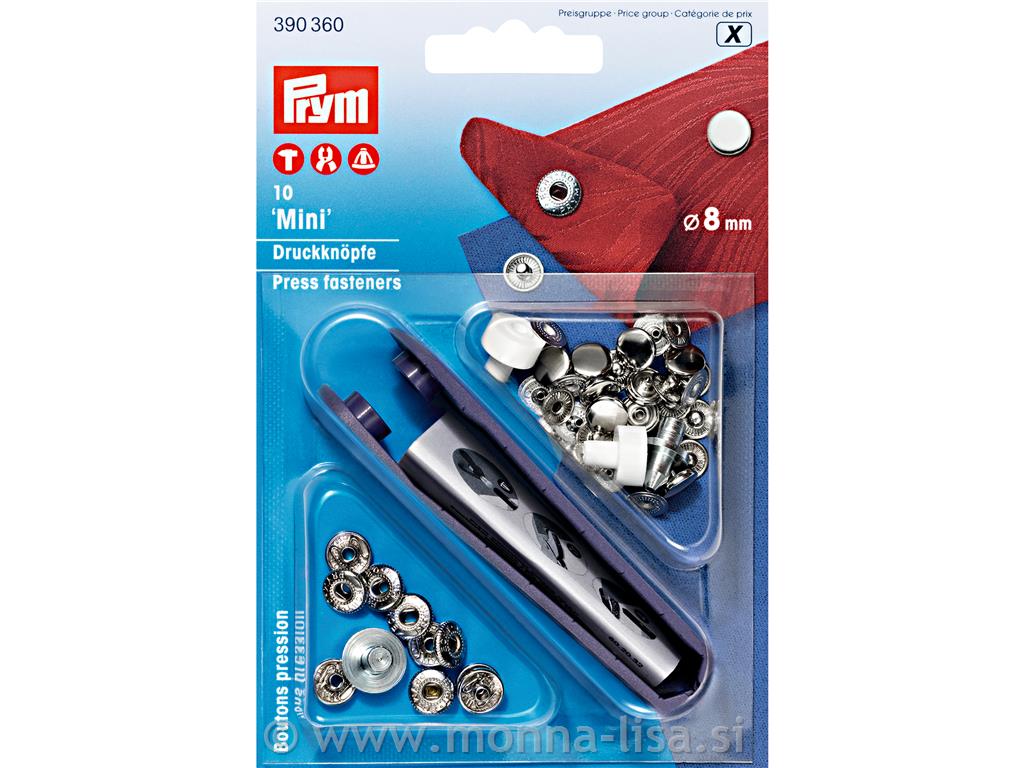 Pritiskači MINI 8mm/srebrni - 10 kos
