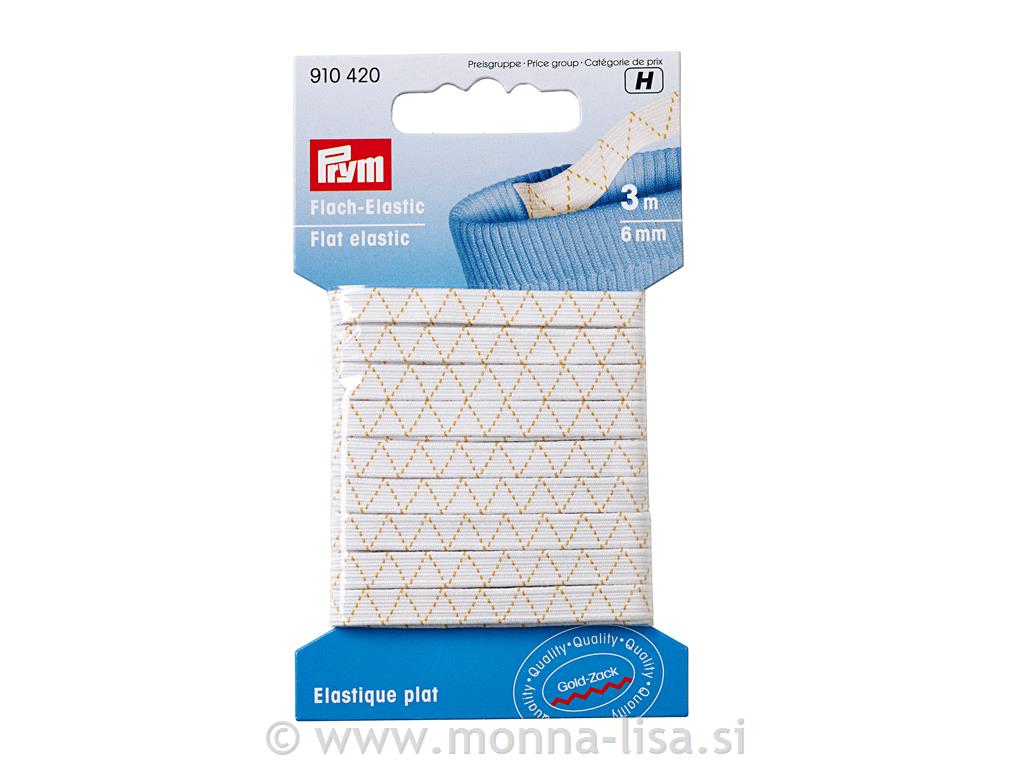 Elastika 6mm/3m bela