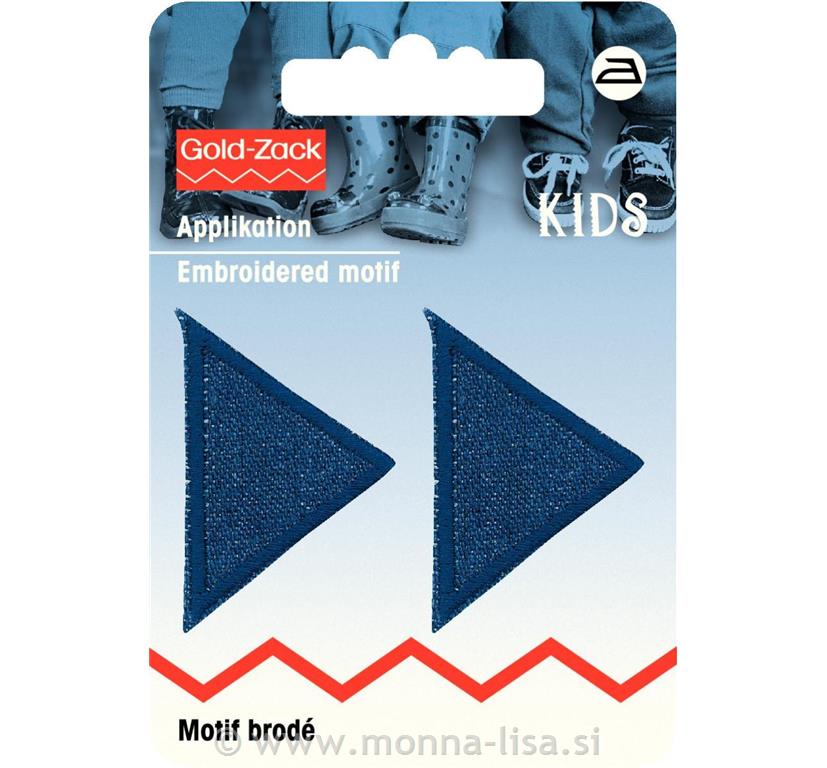 Našitek - 2 trikotnika jeans temna