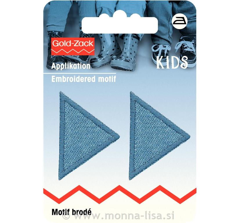 Našitek - 2 trikotnika jeans svetla