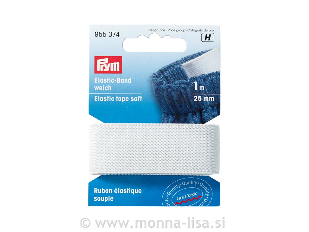 Elastični trak 25mm/1m mehkejši - bel
