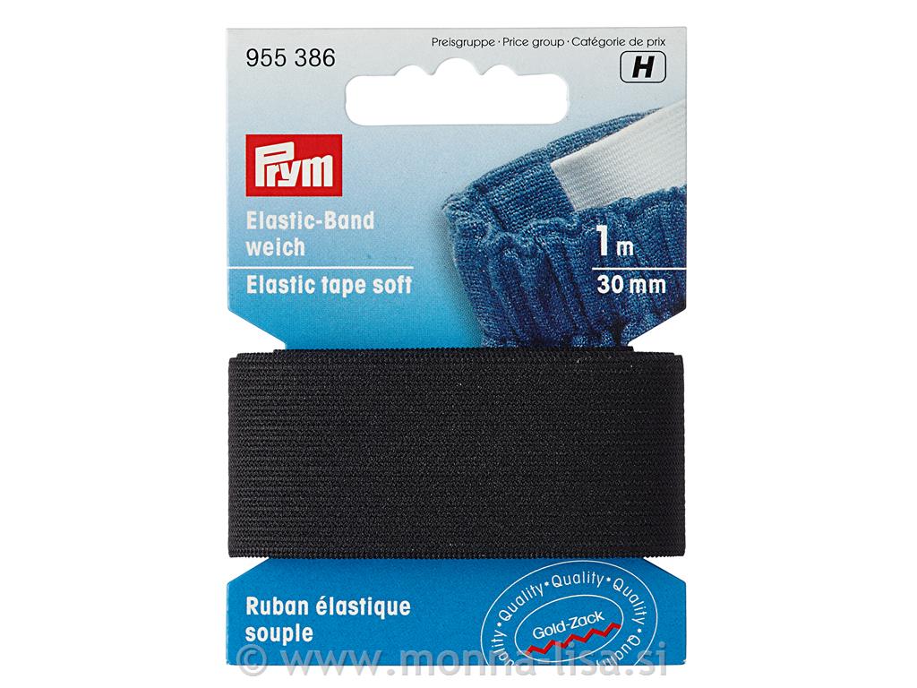 Elastični trak 30mm/1m mehkejši - črn