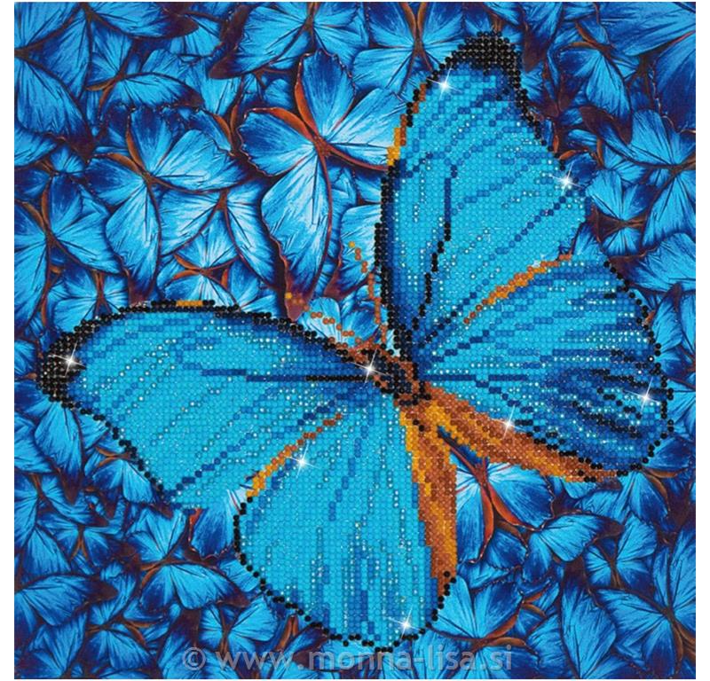 Diamond dotz - metulj moder 30,5x30,5cm