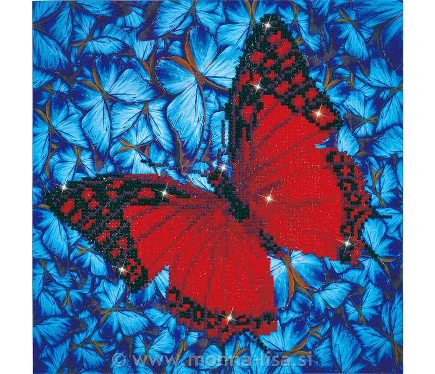 Diamond dotz - metulj rdeč 30,5x30,5cm