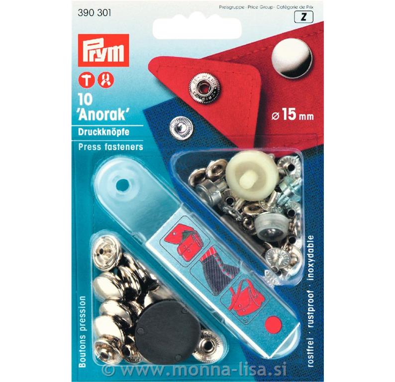 Pritiskači ANORAK 15mm - različne barve