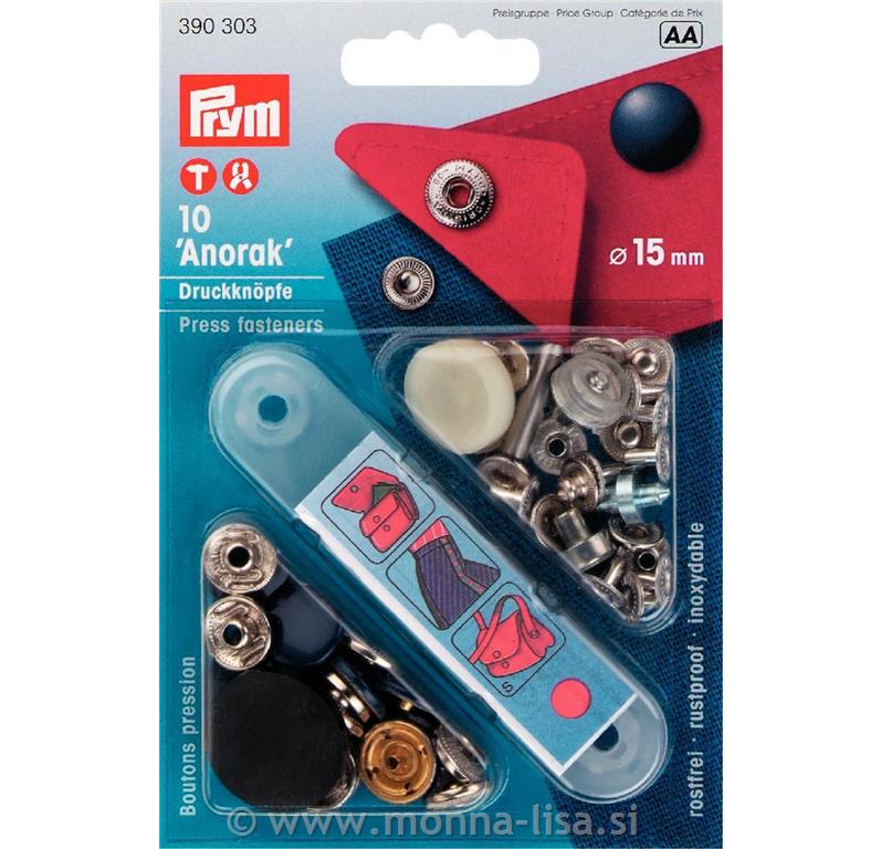 Pritiskači ANORAK 15mm - različne barve