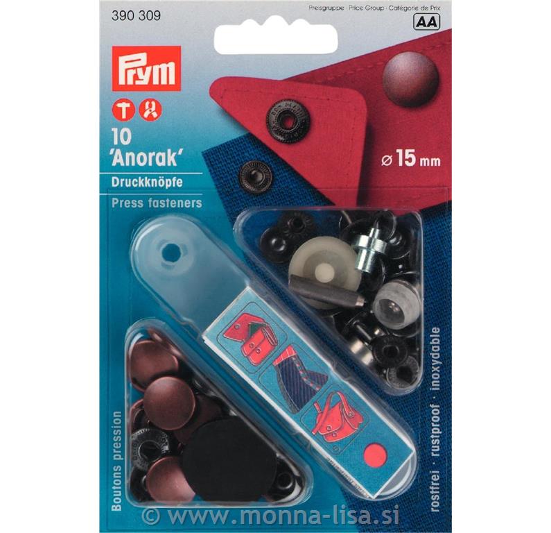 Pritiskači ANORAK 15mm - različne barve
