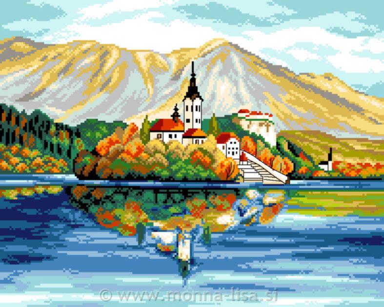 Gobelin s prejicami 40 x 50cm Bled jesen